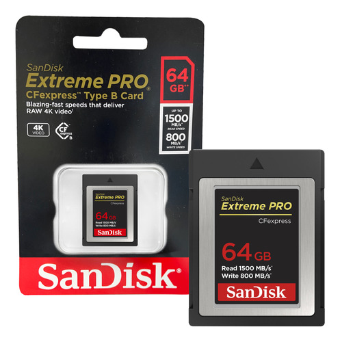 Cartão Sandisk 64gb Extreme Pro Cfexpress Tipo B 1500 Mb/s