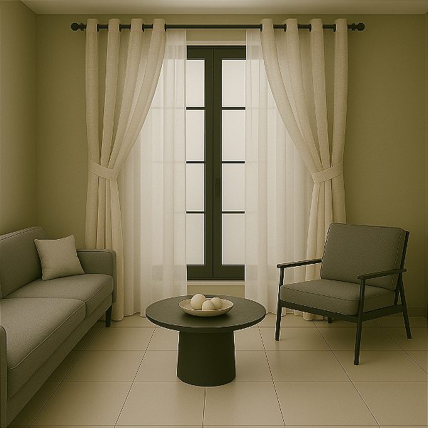 Cortina Voil com Forro de Blackout