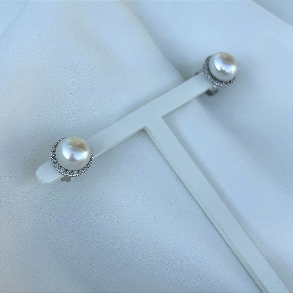 Brinco de Pérola e Brilhantes