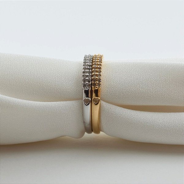 Meia Aliança Coração e Brilhantes