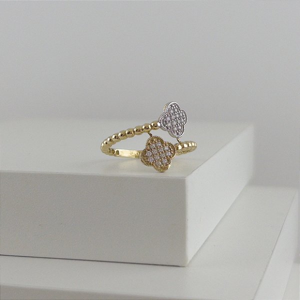 Anel Duplo Trevo em Brilhantes
