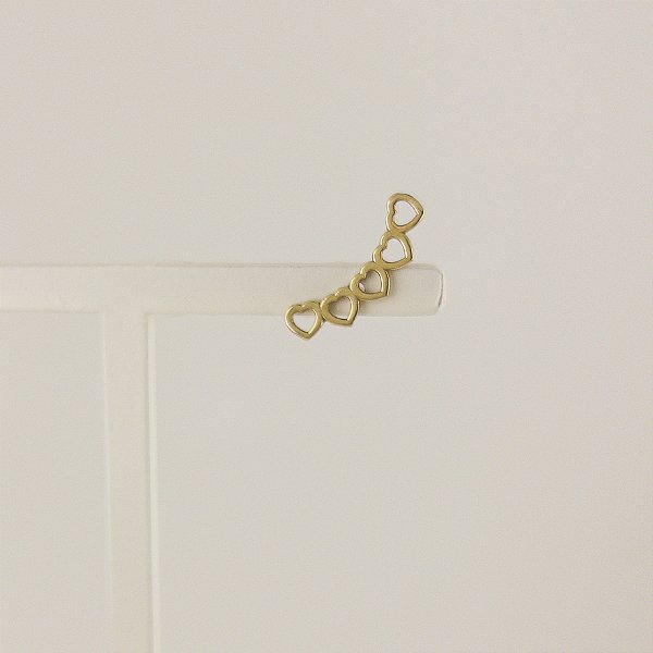 Ear Cuff Corações em Ouro 18k