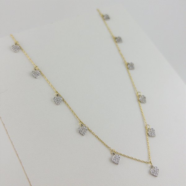 Gargantilha Mini Corações de Zircônia