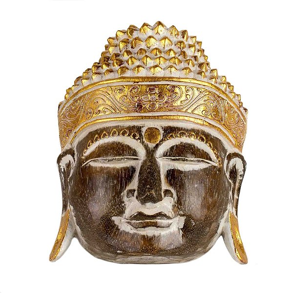 Máscara Buda Importada Bali Madeira Natural D20 X A25cm