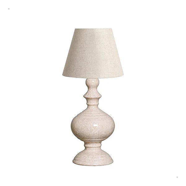 Abajur Quarto Decoração Imperial Bege Petra Marmorizado