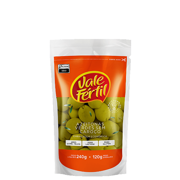 AZEITONAS VERDES SEM CAROÇO SACHE 120G