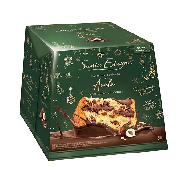 PANETTONE GOTAS DE CHOCOLATE COM RECHEIO DE AVELÃ 500G
