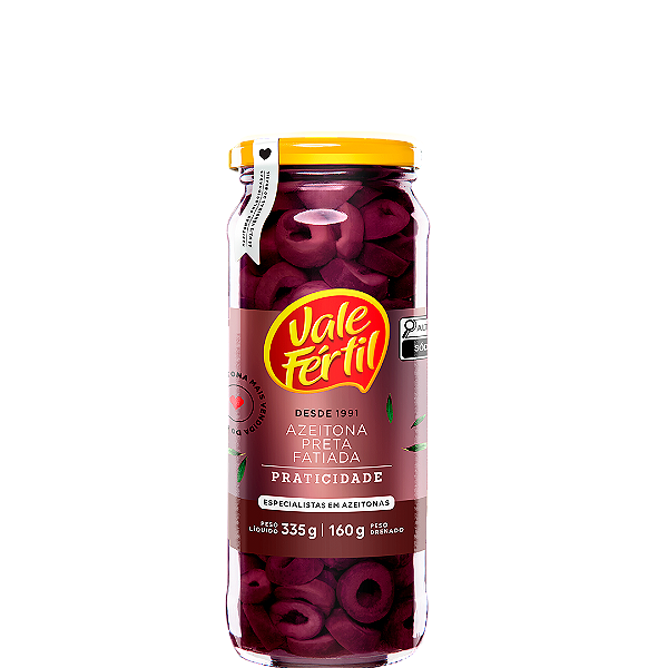 AZEITONAS PRETAS FATIADAS VIDRO 160G VALE FÉRTIL