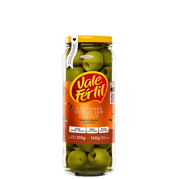 AZEITONAS VERDES SEM CAROÇO 160G VALE FÉRTIL