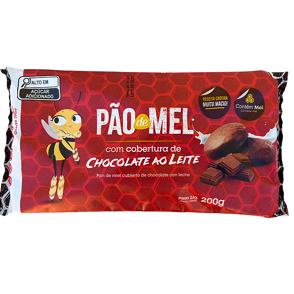 PÃO DE MEL BOLAMEL COBERTURA CHOCOLATE AO LEITE BANDEJA 200G