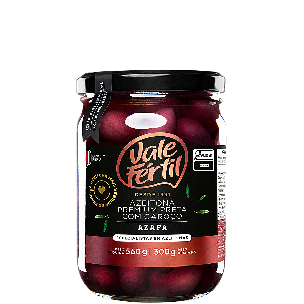 AZEITONAS PRETAS PREMIUM AZAPA VF- VIDRO 300G