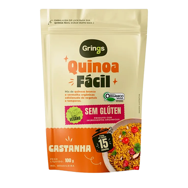 QUINOA FÁCIL CASTANHA ORGANICA 100G GRINGS
