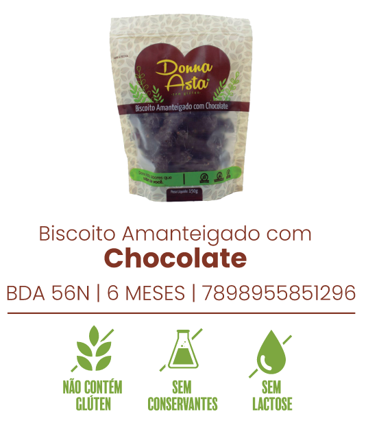 Biscoito Amanteigado com Chocolate - Dona Asta - 150g