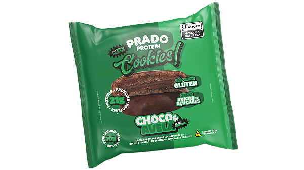 Prado Protein Cookies Choco & Avelã - Cookie Proteico Saboroso - 70g