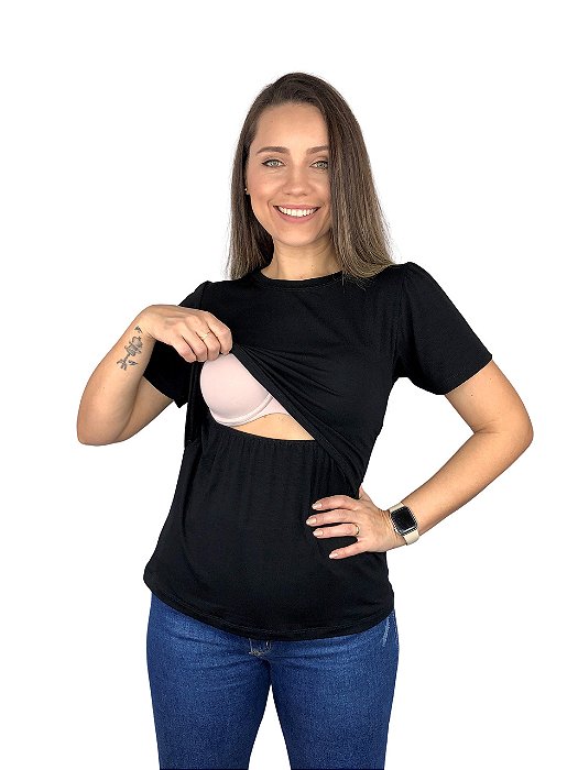 Blusa Para Amamentação Manga Curta