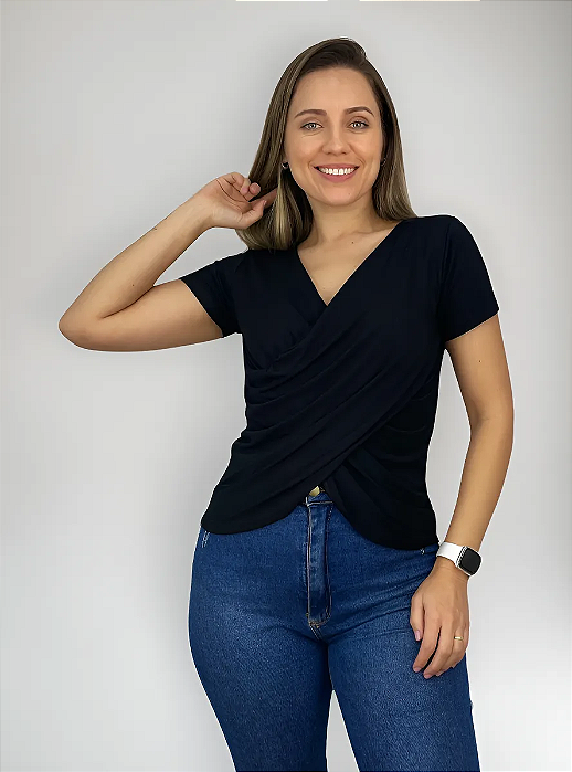 Blusa Para Amamentação Transpassada Manga Curta