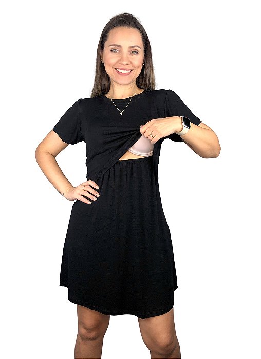 Vestido Para Amamentação Manga Curta