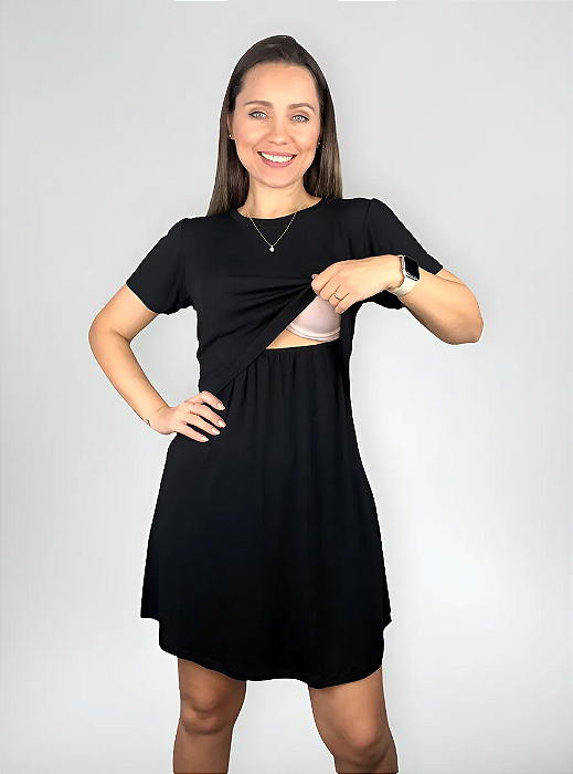 Vestido Para Amamentação Manga Curta