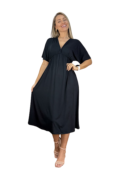 Vestido Manga Morcego Midi Amamentação e Gestante