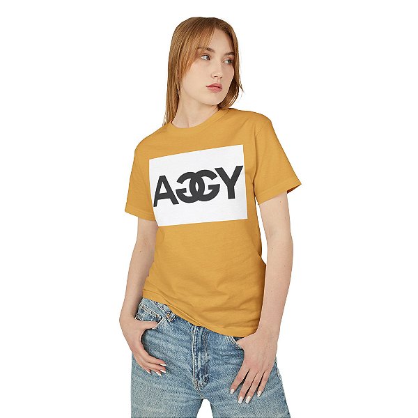 camiseta básica feminina de algodão peruano interlock Amarela