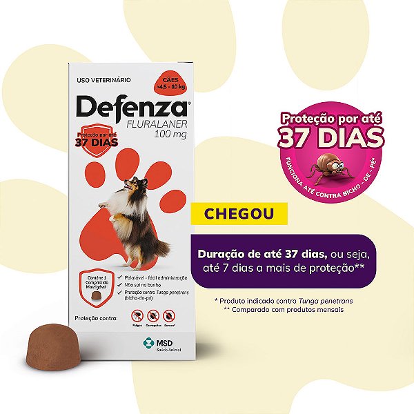 Antiparasitário MSD Defenza 100mg para Cães de 4,5 a 10 kg