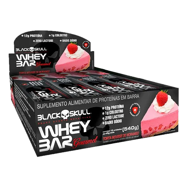 Whey bar Gourmet (45g.) Mousse de morango - Black Skull