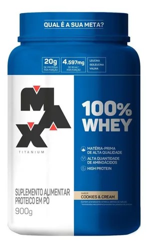100% Whey 900g Pote Max Titanium Cookies & Cream