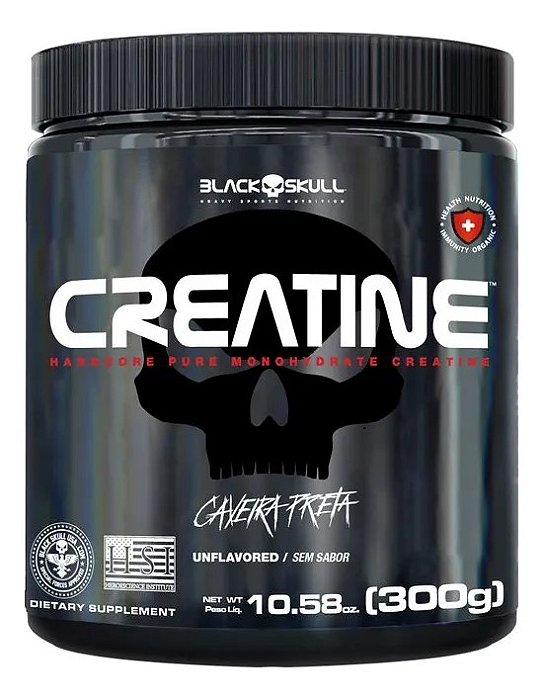 Creatine Monohydrated (300g)- Creatina 100% Pura - Black Skull