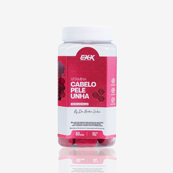 Gummy Vitamina - Cabelo, Pele e Unha - 60 Gomas - Frutas vermelhas - Exx Nutrition