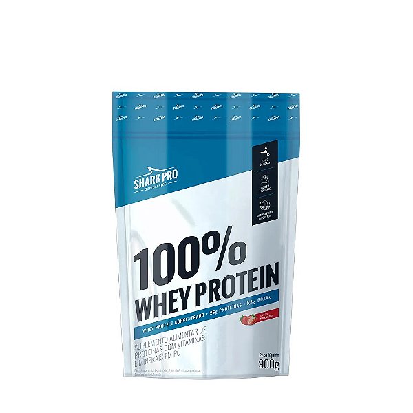 100% Whey Protein Pouch 900g - Morango - Shark Pro