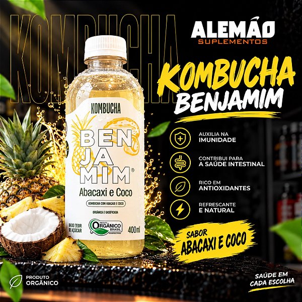 Benjamim Kombucha Orgânica Coco e Abacaxi 400ml