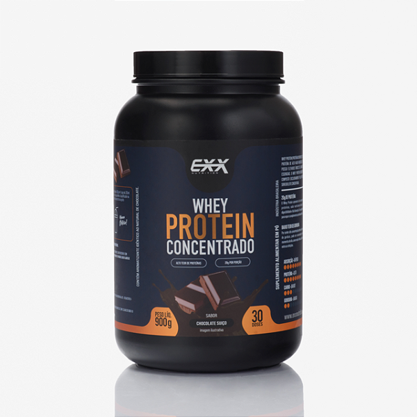 Whey 100% Concentrado Pote 900g – Exx Nutrition | Chocolate Suíço