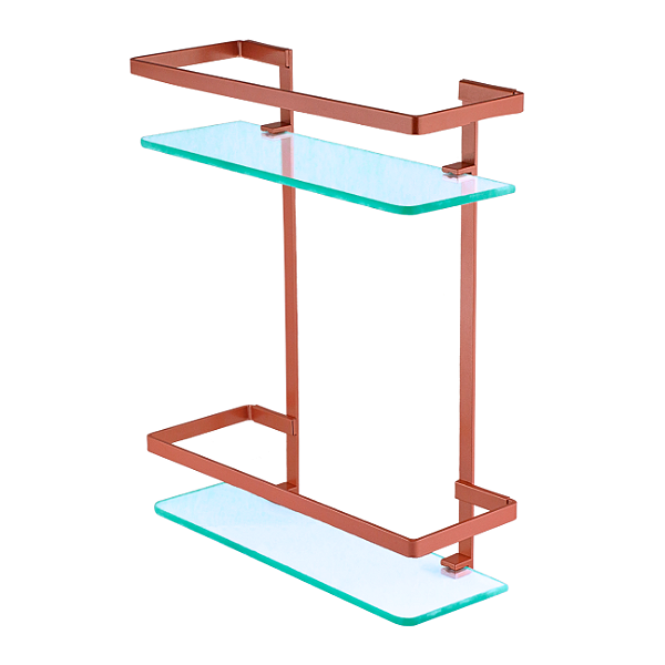 PORTA SHAMPOO DUPLO LUXO ROSE MATTE VIDRO INCOLOR 9017