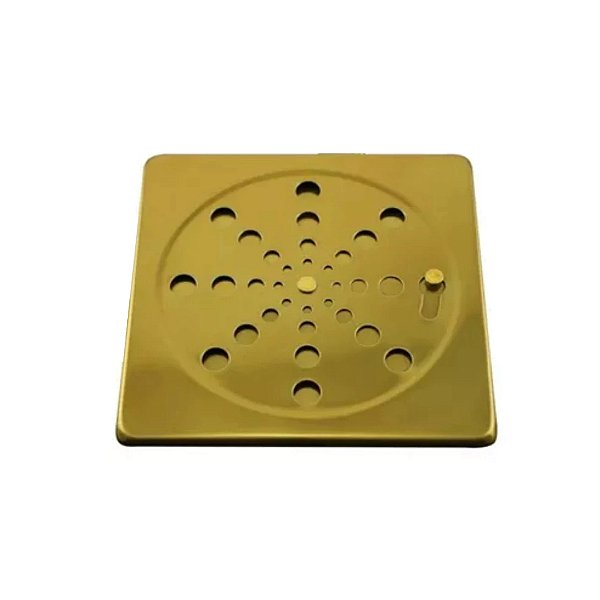 TAMPA P/ RALO GRELHA QUADRADO 9,5 X 9,5 CM DOURADO