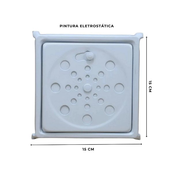 RALO GRELHA C/ CAIXILHO INOX QUADRADO 15 X 15 CM BRANCO