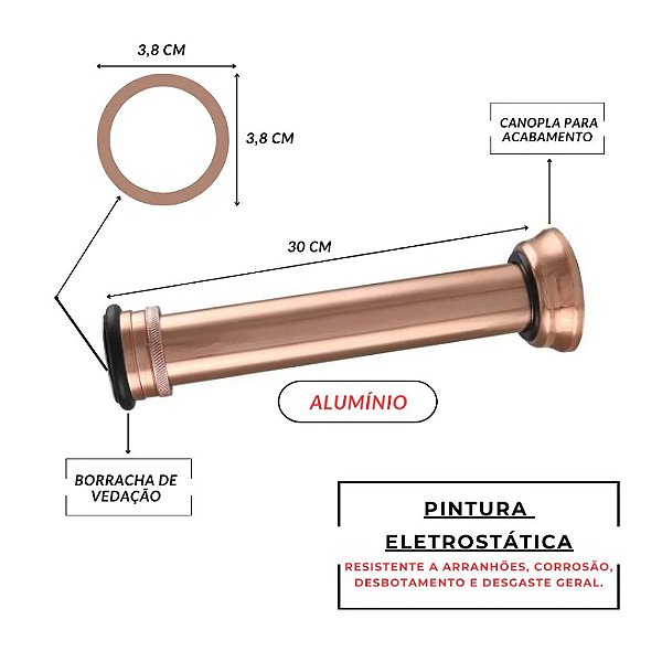 Tubo De Ligação Ajustável 30cm Ajustável Cobre