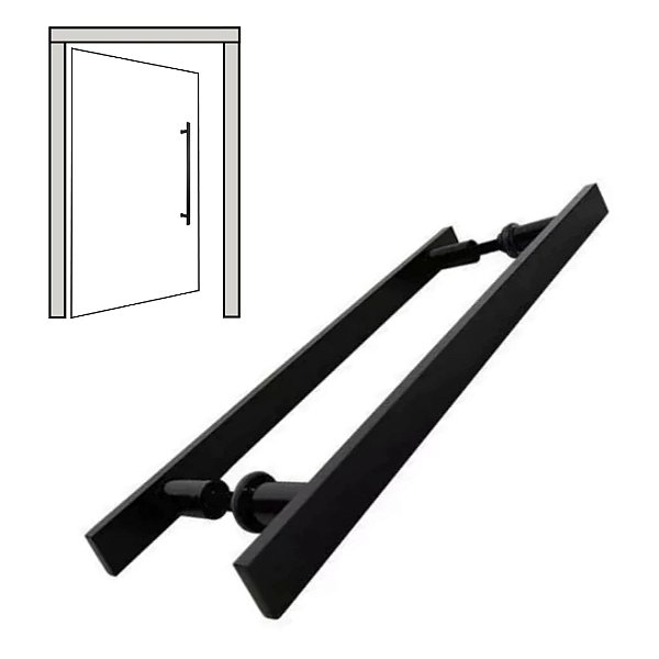 PUXADOR DUPLO 40 CM - 1 PRETO FOSCO - PORTA MADEIRA/VIDRO