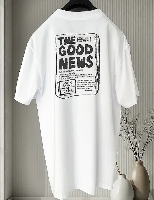 Camiseta Oversized Street Branca Good News