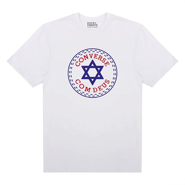 Camiseta Oversized Street Branca Converse com Deus