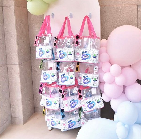 Sacola Cristal Transparente com Alças Coloridas