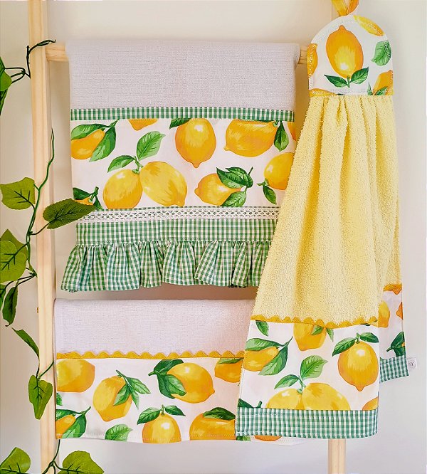 Kit Cozinha Limão Siciliano – Pano de Prato + Bate-Mão