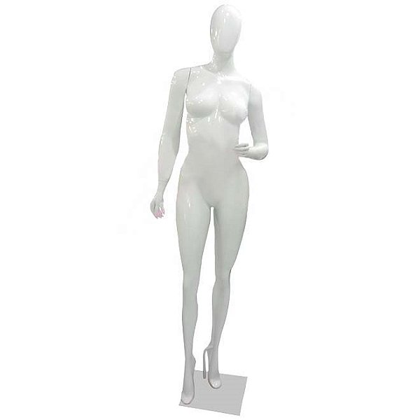 MANEQUIM DE FIBRA FEMININO FITNESS MÃO BOLSA BRANCO BRILHO