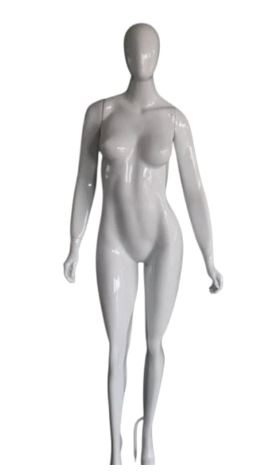 MANEQUIM DE FIBRA FEMININO FITNESS RETA BRANCO BRILHO