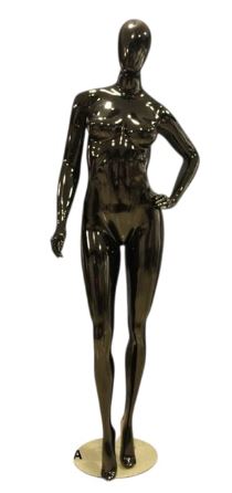 MANEQUIM DE FIBRA FEMININO FITNESS CINTURA PRETO BRILHO