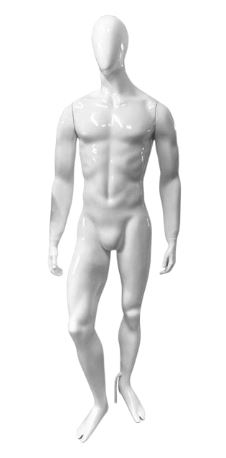 MANEQUIM DE FIBRA MASCULINO BOMBADO ROSTO VIRADO BRANCO BRILHO