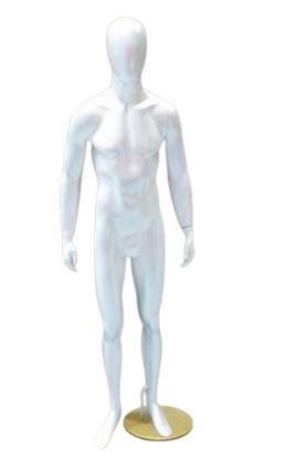 MANEQUIM DE FIBRA MASCULINO MAGRO RETO BRANCO BRILHO