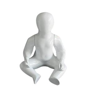 MANEQUIM DE FIBRA BEBÊ SENTADO BRANCO BRILHO