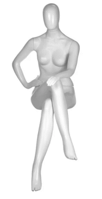 MANEQUIM DE PLÁSTICO FEMININA SENTADA BRANCA