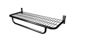 ARARA DE PAREDE COM PRATELEIRA ARAMADA E SUPORTE PRETO - 1.00MT