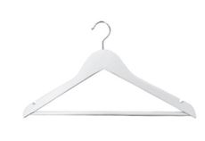 CABIDE DE MADEIRA COM BARRA BRANCO E GANCHO CROMADO - PCT C100